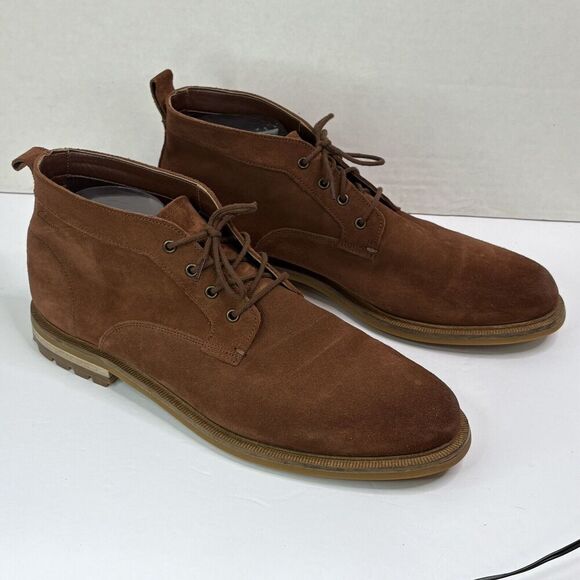 Clarks Men Foxwell Mid Brown Suede‎ Leather Lace Up Boot Cushion Plus Size 11.5 - Picture 2 of 10